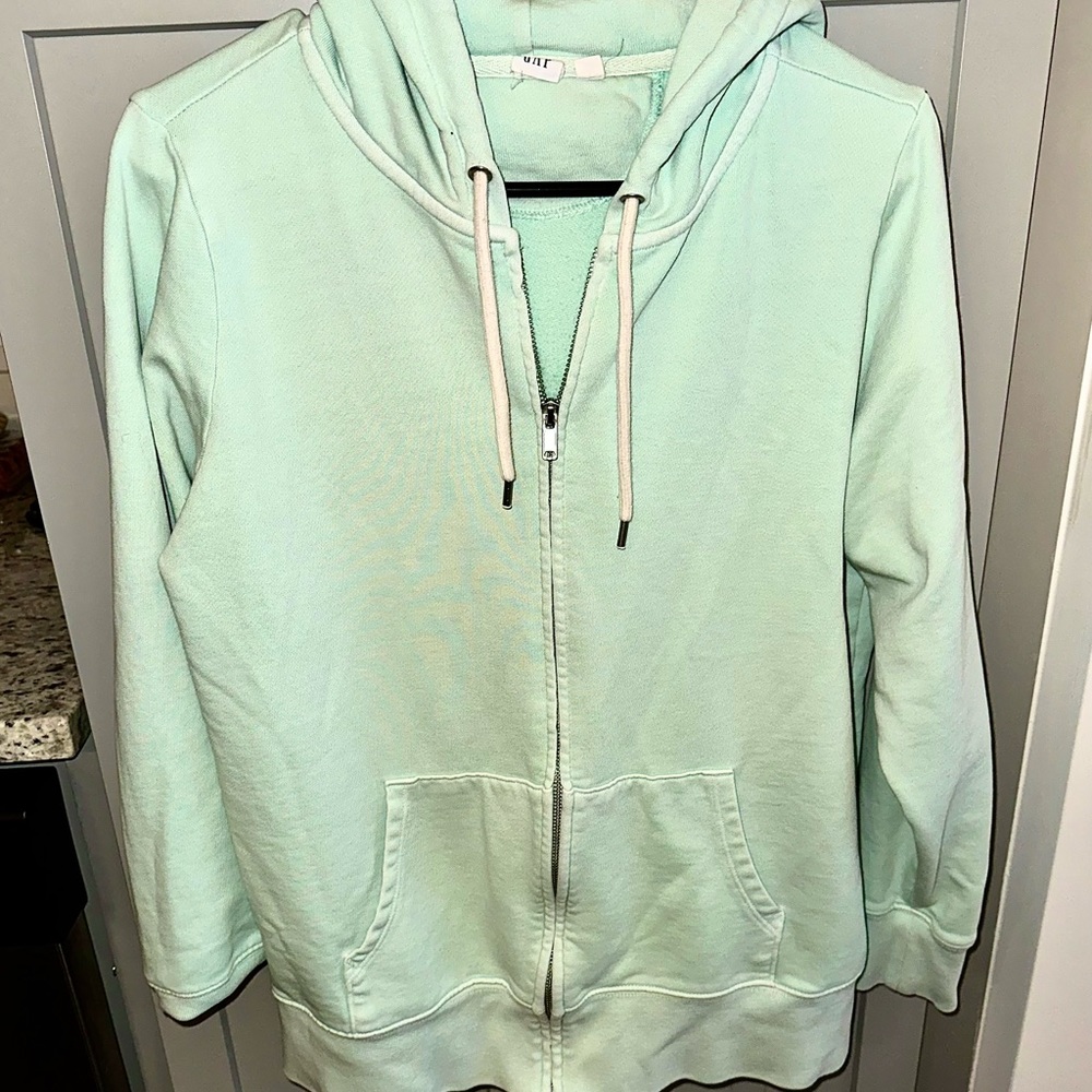 Gap mint green zip up hooded sweatshirt